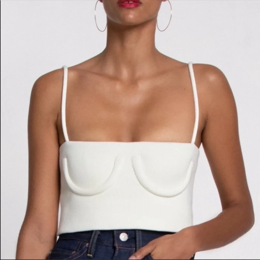 White Ribbed Underbust Outline Top - Picture 2 of 5